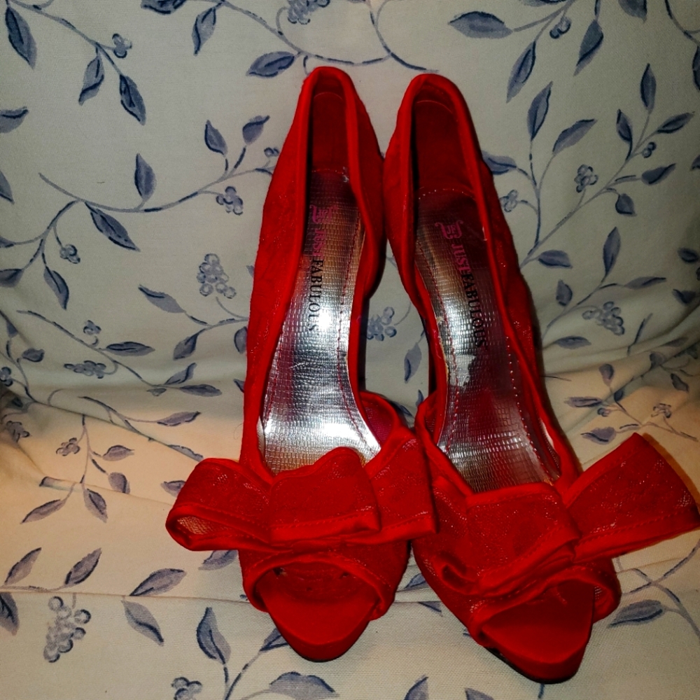 Elegant Red Peep-Toe Heels